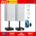 Bedside Table Lamp with USB Ports - Set of 2 Touch Control Lamp for Bedroom with