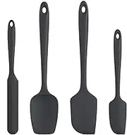 315℃ Heat Resistant Silicone Spatula: U-Taste High Heat Proof Flexible BPA-Free Non-Stick Bowl Scraper, Seamless Rubber Kitchen Utensils for Baking Cooking Mixing Cookware Set of 4 (Black)