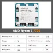 AMD Ryzen 7 7700 New R7 7700 8-Core 16-Thread 5.3GHz L3=32MB 5NM DDR5 CPU Integr