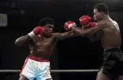 Michael Olajide Throws A Punch Against Don Lee Sands Old Boxing Photo