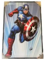 Stan Lee Signed Auto Printed Canvas 37x25 Marvel Captain America Excelsior Authe
