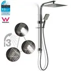 Gun Metal Bathroom Square 12" Rain Shower Head Set Handheld 2 In 1 Sliding Rail
