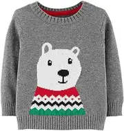 [Carter's] Infant Boys Gray Polar Bear Knit Baby Sweater