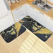 Kitchen Mats for Floor, 2 Piece, Monkey Head Cool Funny Cute Washable Non-Slip Kitchen Rugs Set for Home & Office, Sink, Laundry, 19.7” x 27.6” + 19.7” + 47.2”