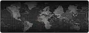 Extended Mouse Pad XXL Gaming Mouse Mat Large Desk Pad for Any Surface World Map Pattern with Non-Slip Rubber Base Computer, PC, Keyboard and Mouse Mat Black (80x30cm / 90x40cm) (90x40cm)