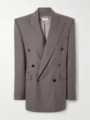 [SAINT LAURENT] SAINT LAURENT - Double-breasted Wool Blazer - Gray - FR 36 FR 36 Gray