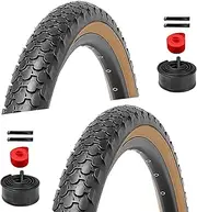 2-Pack 26 Inch Cruiser Bike Tires Set - WHEELO 26x2.125 inch Replacement Puncture-Resistant Bicycle Tires and Pair 26-inch Inner Tubes with Tire Levers for Beach or Urban City Commuter Bike