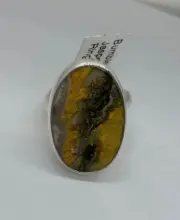 .950 Sterling Silver Bumble Bee Jasper Ring