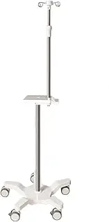 Rolling IV Pole w/Wheels & Tray Portable 4 Hooks IV Fluid Bag Stand Adjustable 59" to 79" Height Intravenous Pole for Home Hospital