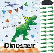 Pin The Tail on The Dinosaur Party Game - 20'' x 29'' Dinosaur Party Games for Kids Boys with 24 PCs Tails Watercolor Dino Birthday Party Supplies for Wall Home Room Decorations