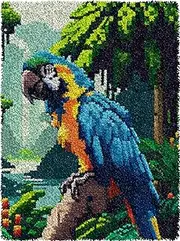 TEZKIM Latch Hook Kits for Adults Kids Printed Canvas Handmade Rug Making Kits Tapestry Kits Doormat Carpet DIY Embroidery Kits Festival Gift Home Decoration (A,23.9inch X 17.3inch)