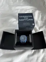 Swatch Omega MoonSwatch Mission To Neptune Ostrich Leather Strap Band Limited