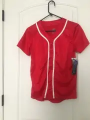 Adams Boys Red & White Button-Front Baseball Shirt Top Lightweight Size Medium