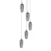 Eglo Farsala 5 Light 15W LED Smoked Glass Cluster Pendant Light