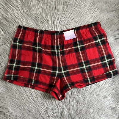 Stars Above Red Plaid Pajama Shorts Womens Size XXL Flannel Pajamas Pjs