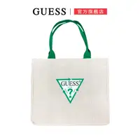 在飛比找蝦皮商城優惠-【GUESS】獨家質感棉麻LOGO手提托特袋