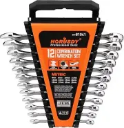 12-Piece Metric Spanner, Combination Wrench Set with Organizer,8mm - 19mm