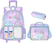 [HTgroce] Rolling Backpack with Wheel,School Backpack for Kids Girl Roller Schoolbag Wheeled Backpacks Set Carry-on Luggage