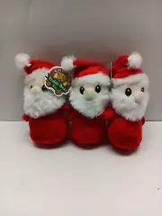 Chelsea Teddy Bear Co, 3 Holiday Shortie Santa Plush, NWT