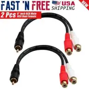 2-Pack 6 inch RCA Male to 2 RCA Female Audio Speaker Adapter Y Splitter Cable 6"