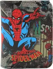 [RGA Leatherworks] Spider-Man Jump and Cover Collage Trifold Wallet, Multicolor, Character Print