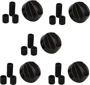 5 X Black Electrical Gas Stove/Oven Knobs with 3 D Shaft Inserts, Universal Gas Burner Cooktop Cooker Kitchen Hob Switch Knob 6mm 8mm