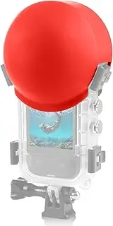 PULUZ Lens Cover for Insta360 X5 Invisible Dive Case, Insta 360 X5 Underwater Waterproof Dive Case Lens Cap Guard, Action Camera Accessories (Red)