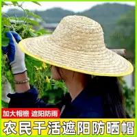 在飛比找蝦皮購物優惠-編織草帽 遮陽帽 帽子 正宗手工草帽 大號工地農民農用帽子 