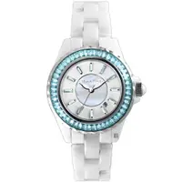 在飛比找PChome24h購物優惠-RELAX TIME 經典陶瓷系列水晶手錶-藍色 RT-93