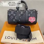 義大利製二手LV 路易威登 NIGO 聯名款 手提包 M81010 老花LOGO 丹甯布 黑色 男款單肩包 斜挎包