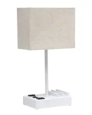 Lalia Home 15.3in Modern Rectangular Multi-Use Lamp with 2 USB Ports and Charging Outlet