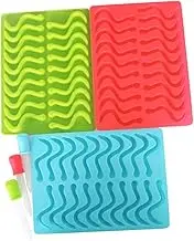 OKUMEYR Chocolate Baking Molds with Dropper Gummyworm Molds Silicone Green for Ice Cubes