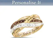 'Together In Love' Mocha Diamond Personalised Engraved Ring