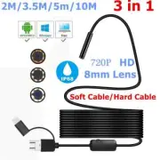 720P 8mm Endoscope Camera Usb Type-C 3 In 1 Camera Borescope Otoscope Inspection