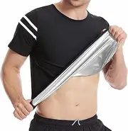[Bauffs] Men's Sauna Suit Tank Top, Compression Shapewear, Workout Vest, Slimming Sweat Shirt for Gym, Running, Exercise,Silver,S/M