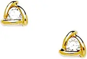 [JewelryWeb] 14k Yellow Gold CZ Simulated Diamond Small Triangle Screw Back Earrings 7x7mm Stud Earring for Women