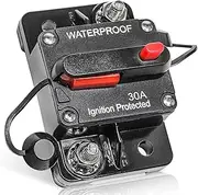 RED WOLF 30A Fuse Holder with Reset Switch Waterproof Car Circuit Breaker 12-24V for Car Boat Audio Circuit Breaker (30A)