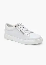 [Taking Shape] Taking Shape Patent Perf Zip Sneaker Size 38 in White - Women's Shoes White