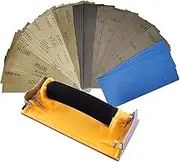 42 Pcs Abrasives Sand Paper, Wet and Dry Sandpaper with Sanding Block Sander, 120 to 3000 Grit Sandpaper for Wood Furniture Finishing Metal Automotive Sanding Polish