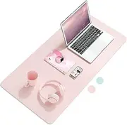 Waterproof PVC Leather Non-Slip Desk Pad,Mouse Pad,Desk Table Protector,Ultra Thin Large Desk Blotter, Easy Clean Laptop Desk Writing Mat for Decor/Home/Office Work (Pink)