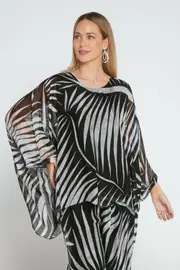 Luciana Silk Top - Evening Palms
