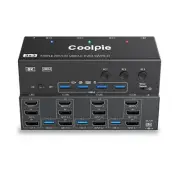 KVM Switch 3 Computers,W/Displayport HDMI for Triple Monitor,Ultra HD HDMI 8K...