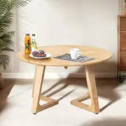 Furb Round Coffee Table, Modern Accent Side Table with Adjustable Foot Pads & Sturdy Soild Wood Frame, Sofa Cocktail Table for Home, Living Room, Office, Balcony(80CM, Oak)