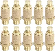 uxcell 1/8" PT Brass Pneumatic Muffler, 10 Pcs Adjustable Sintered Exhaust Air Compressor Muffler Filters Solenoid Valve Fitting for Valves Cylinders Oil Tanks Air Tools, Golden