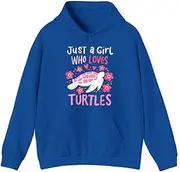 [X.Style] Just a Girl Who Loves Turtles Turtle ds034 Hoodie Royal M