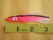 100 PCS. 3" (7.5cm.) PINK/WHITE/BLACK SQUID SKIRT HOOCHIES, OCTOPUS LURE BAITS