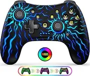 Switch Controller Kompatibel für iOS/Android/Nintendo Switch/Lite/OLED/PC, Einstellbare Led-Helligkeit Pro Controller mit Somatosensorik, Turbo, 800mAh