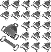 20 Sets Sewing Hooks and Eyes Closure, 17mm Hook and Eye Closures Sewing Snaps Fasteners Kit for Trousers Skirt Dress Pants Clothing Sewing DIY Craft (Dark Grey)