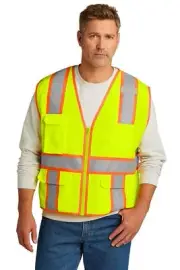 CSV105 CornerStone ANSI 107 Class 2 Surveyor Zippered Two-Tone Vest