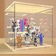 Acrylic Display Case with Light, Eye Protection Light Clear Acrylic Display Box with Movable Panels for Collectibles Pop Figures and Toys